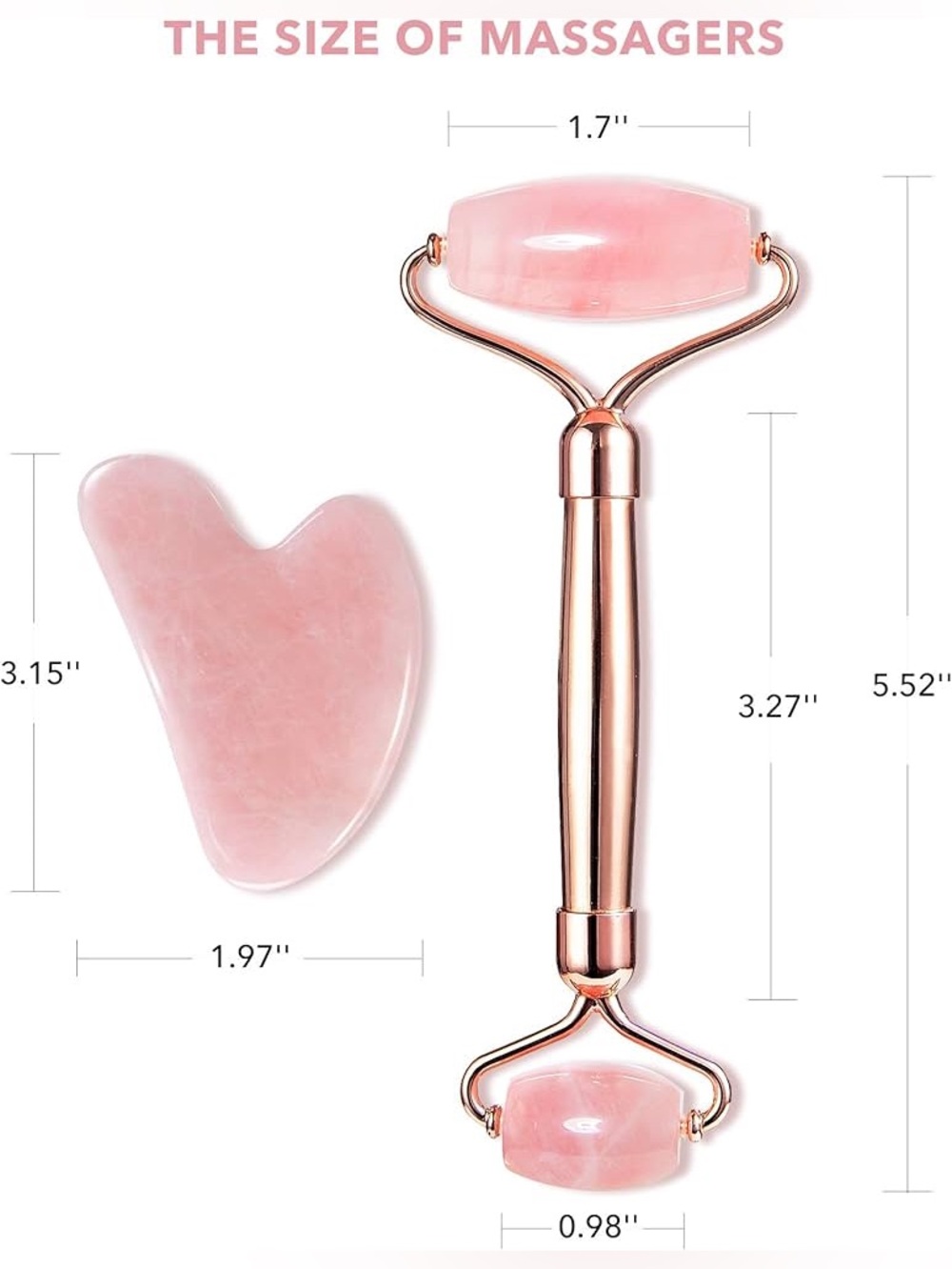 Rose Quartz Facial Roller and Gua Sha Facial Tool Set - Picture 4 of 5